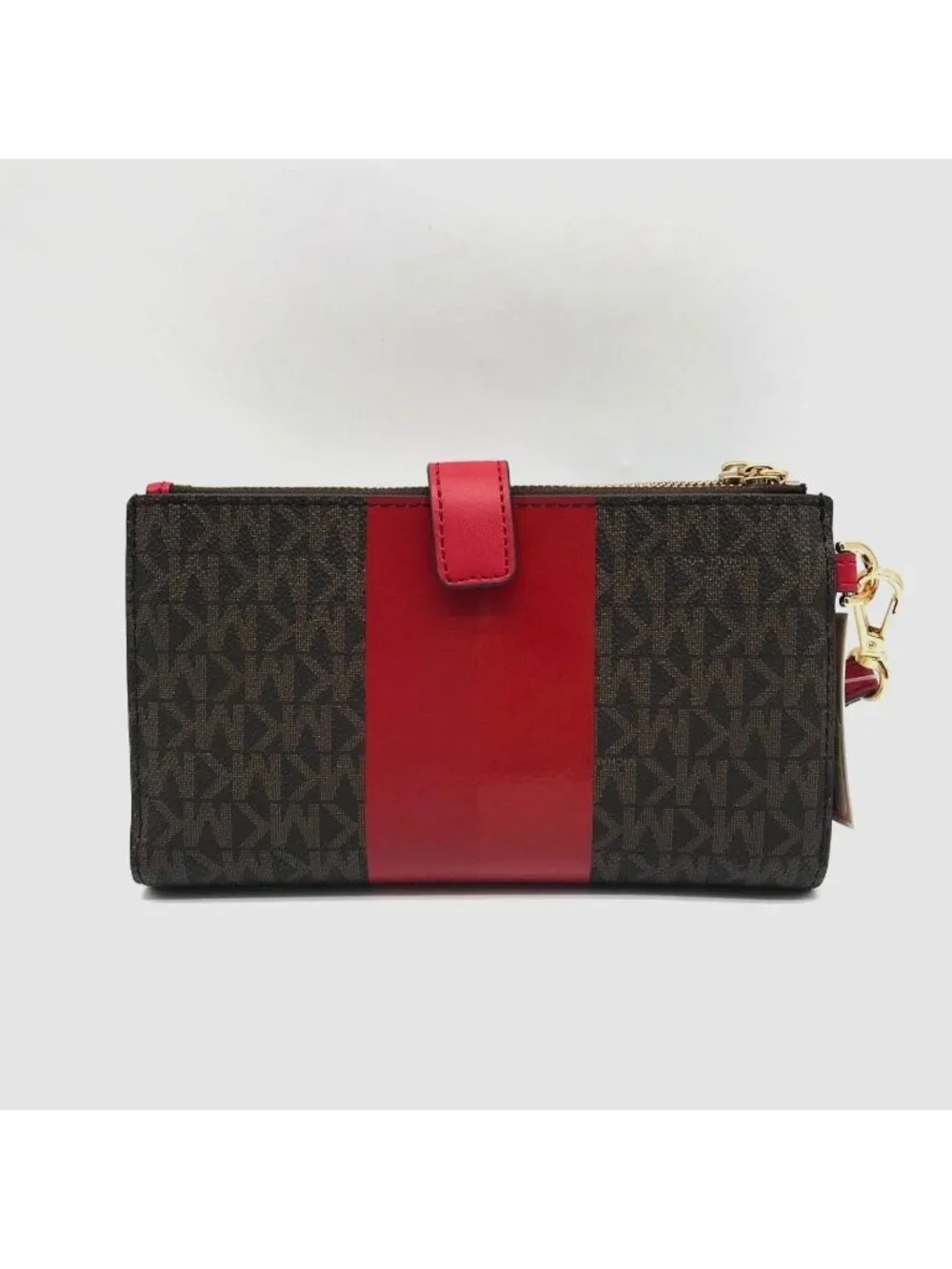 Michael Kors Logo Jet Set Crimson Double Zip Wristlet